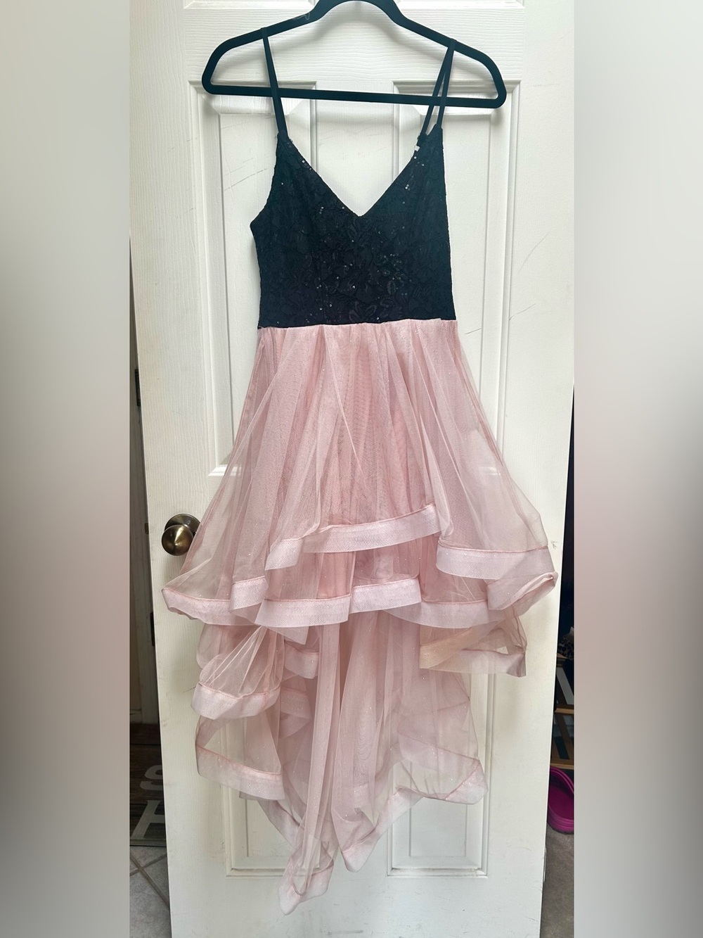SPEECHLESS Black Sequin Bodice Pink High-Low Tulle Dress Size 3 Juniors